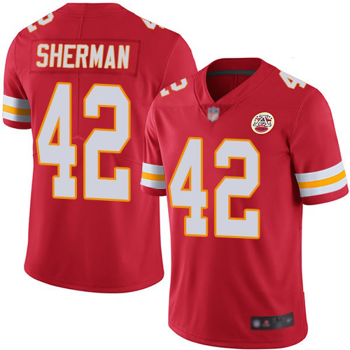 Men Kansas City Chiefs 42 Sherman Anthony Red Team Color Vapor Untouchable Limited Player Nike NFL Jersey